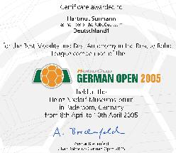 German Open 2005 Urkunde